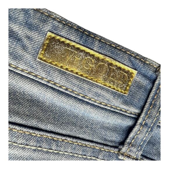 V GOLD Distressed JEANS Women's 16-1/2+ Lace Embellished Stretch Skinny Leg Blue - Picture 9 of 12